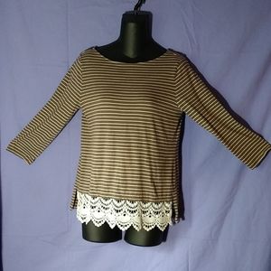 St. John's Bay brown/white stripped shirt & lace